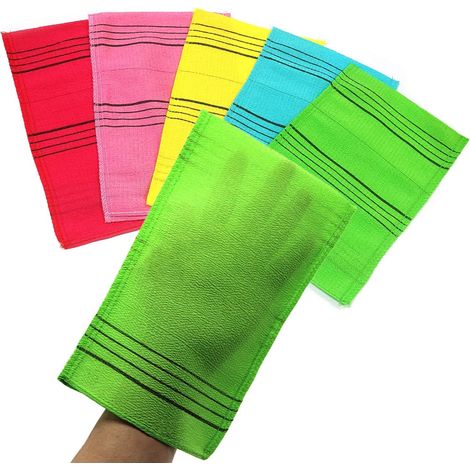 Gant Exfoliant - Pour Dos Et Corps - Taille Grande - Réutilisable - 5 Couleurs Assorties - Lot De 5 (1/5)