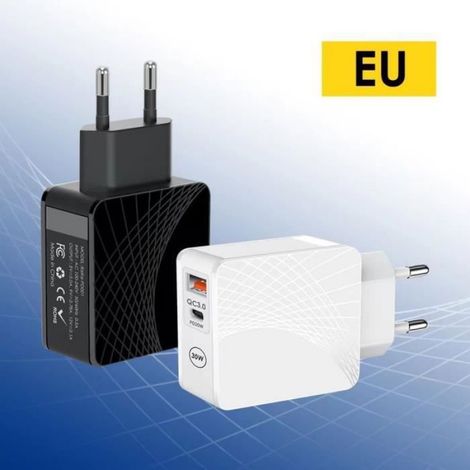 Chargeur Double Port 30W - - PD 20W + QC 3.0 - Compatible Samsung Galaxy - Cable USB-C 1m (1/4)