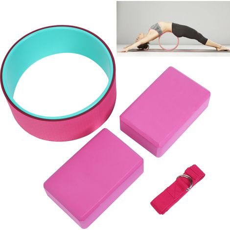 Ensemble de 4 pièces pour le yoga : roue, bloc et sangle d'étirement, idéal pour soulager les douleurs dorsales et le fitness. (1/5)