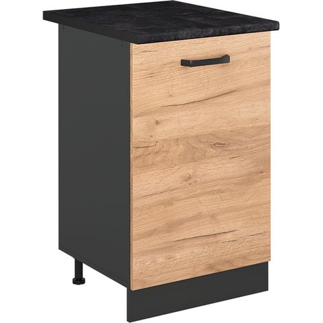 Mobiletto base cucina R-Line, Rovere dorato/Antracite, 50 cm piano di lavoro Antracite, Vicco