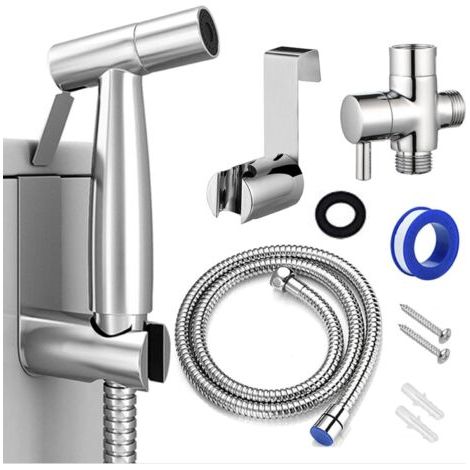 Douchette bidet portative pour WC, G 1/2 Douchette pour robinet, Jet à pression d'eau réglable avec flexible, pour hygiène intime féminine