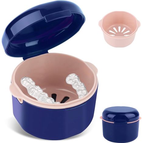 Boîte de rangement pour prothèses dentaires - Boîte de rangement pour dents - Boîte de rangement pour dents avec panier - Boîte de rangement pour dents de lait ou appareil dentaire - Étagère à dents - (1/5)