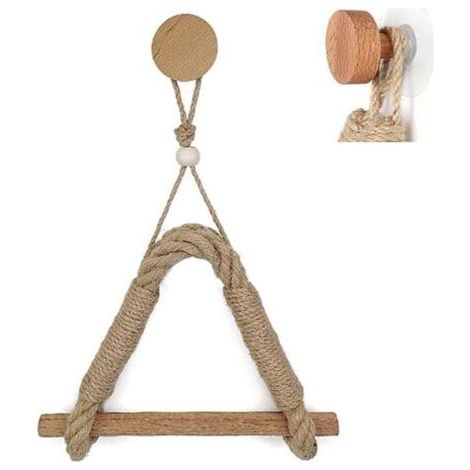Le porte-papier hygiénique n'est pas perforé, porte-serviettes en bois de corde de jute rétro, porte-serviettes en papier rétro, corde industrielle nautique, salle de bain, décor de cuisine