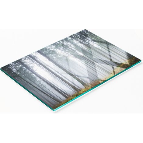 Tablero de cocina de vidrio templado con gráficos decorativos Niebla en el bosque 80x52 cm (1/5)