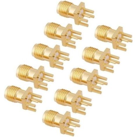 10 Pcs SMA Femelle Connecteur Prise de Base Jack Femelle Adaptateur Coaxial Montage RF PCB 50 Ohm Connecteurs en Laiton pour WiFi Antenne Répéteurs Radio Rallonge Câble (1/5)