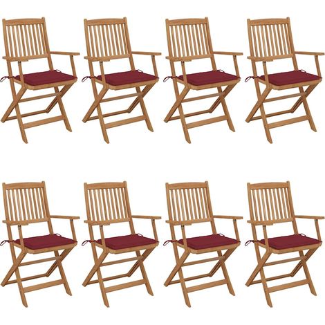 vidaXL Chaises pliables de jardin lot de 8 avec coussins Bois d'acacia