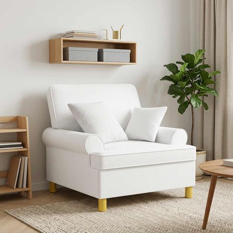 vidaXL Fauteuil XL avec coussins Blanc Tissu (1/5)
