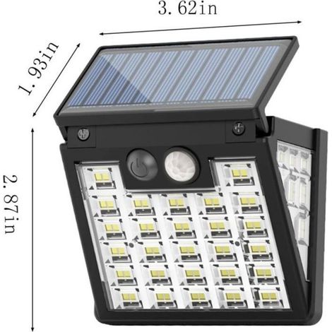 Projecteur Solaire - Detecteur De Mouvement - 3 Modes D Eclairage - Ip65 - Pour Clotures Et Patios - 1 Unite (1/5)