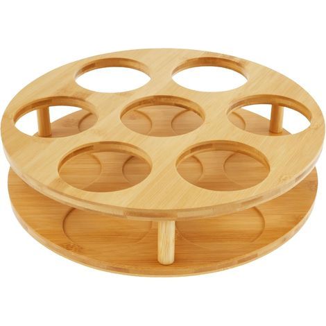 Drehbarer Sirup-Organizer aus Holz – 7 Fächer – multifunktional – praktisch für Sirup/Alkohol (1/5)