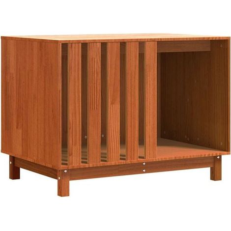 Niche pour chien, finition cire brune, 90 x 60 x 67 cm, bois de pin massif (1/5)
