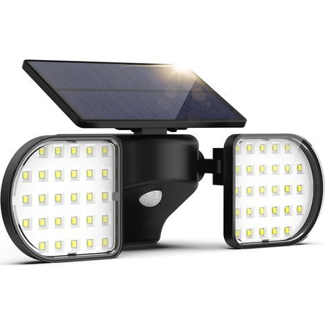 Lampe solaire d'extérieur 56 LED, lampe solaire d'extérieur avec capteur 2200 mAh, applique murale extérieure IP65, pour jardin, garage [Classe énergétique A] (1/5)