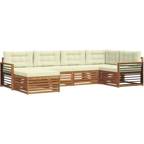 Outdoor Sofa Set with Cushion 6 pcs Natural and Cream vidaXL (1/5)