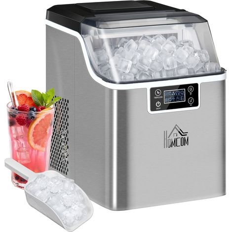 Macchina Ghiaccio 20kg in 24 Ore, 24 Cubetti in 14-18 Minuti con Paletta, Dimensione Regolabile, Serbatoio 3.2L e Sistema Autopulente, Argento