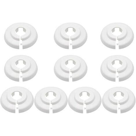 BUNTHAUS Ahlsen 10 Pièces Rosaces Simples de Radiateur, Colliers de Pipe en Plastique, Rosace Radiateur, Cache Tuyau Radiateur, Couvercle de Trou Mural Sol, Cache Tuyau pour Radiateur, Pour Robinet Tu