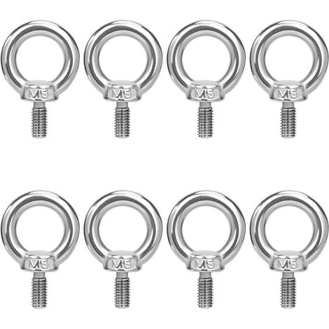 Boulons à Oeil M5 Anneau de Levage Boulon à œil Anneaux Filetage Vis en Acier Inoxydable 304 pour Fixer des Suspendus Relier 8 Pièces (1/5)