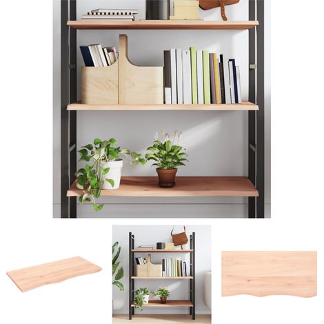 The Living Store - Wandregal 100x50x2 cm Massivholz Eiche Unbehandelt (1/5)