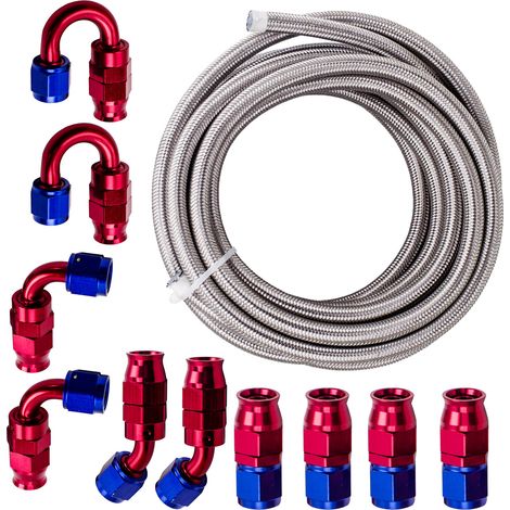20FT AN8-8AN PTFE Stainless Steel Braided Gas Oil Line Hose AN8 Fitting ends Kit (1/5)