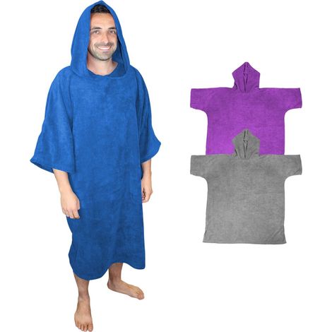 Serviette poncho de plage absorbante 106x129 cm – 100% polyester – Capuche et manches longues – Pour adultes hommes et femmes – Vivezen (1/4)