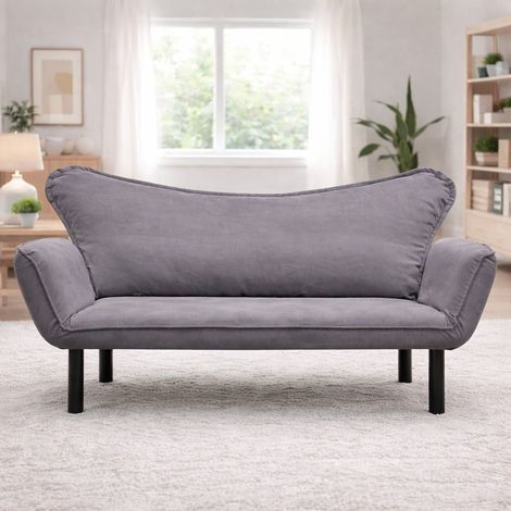 Schlafsofa Grau Samt - zwei Personen - Chatto