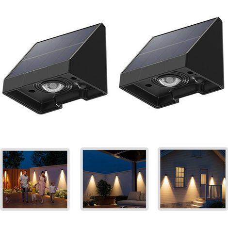 Lampes solaires pour le jardin - Applique murale solaire - Éclairage décoratif extérieur - Étanche - Lampes LED solaires - Lumière blanc chaud - Lot de 2 - 6,6 x 5,8 x 5,1 cm-AquaForge (1/5)