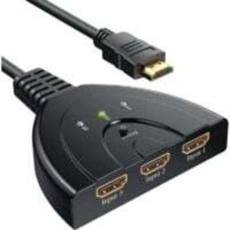 HDMI Switch 1080P, Switch HDMI 3 Ports Commutateur HDMI Sélecteur Splitter Manuel 3 Entrées à 1 Sortie HDMI Switcher Full HD1080p / 3D Pris en Charge avec Un Câble Haute Vitesse