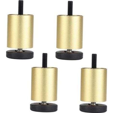 Set di 4 piedini regolabili per mobili in lega di alluminio, piedini di ricambio per divano, letto, oro 6 cm (1/4)