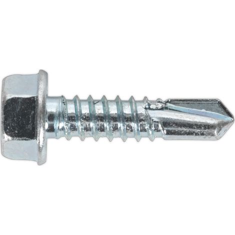 Sealey Zinc Plated Self-Drilling Hex Head Screw 6.3 x 25mm - Pack of 100 SDHX6325