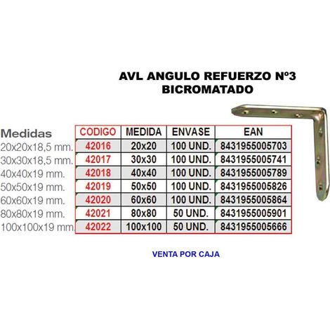 avl angulo refuerzo bicromatado 3 100x100 (caja 0.5 unidades)