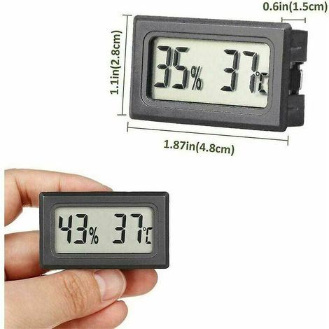 Conjunto di 5 mini termometri digitali per temperatura e umidità interna. Nero. (1/3)