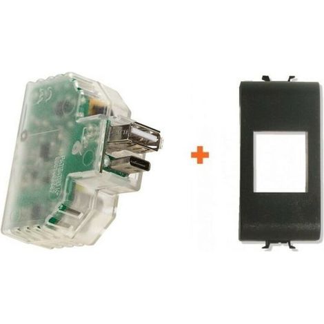 Fanton caricatore USB A+C incasso compatibile Gewiss Chorus Nera - 82893-GN