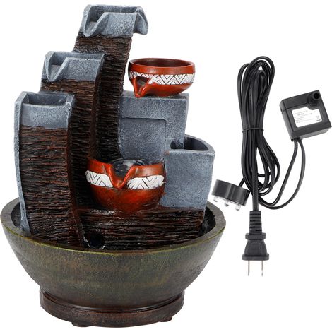 Fontaine de table LED en résine, décoration artisanale pour maison, prise US 110-120V 3W, ornement de bureau. (1/5)