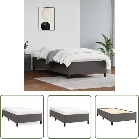 The Living Store Bettgestell Grau 90x190 cm Kunstleder - Bettes Gestell - Schlafzimmer Möbel - Kunstleder Bett - Doppelbett - Boxspringbetten (1/5)