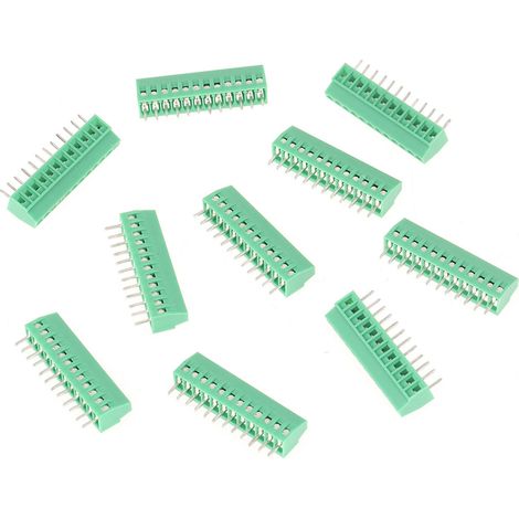 10 Stück/Set 12-polige, grüne Schraubklemmenblöcke mit 2,54 mm Rastermaß für Leiterplatten (1/5)