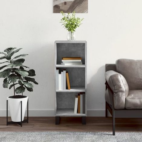 Buffet Gris Béton 34,5 X 32,5 X 90 Cm, Bois D'Ingénierie, Meuble De Rangement (1/4)