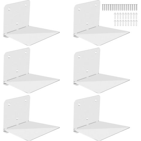 Étagère Flottantes pour Livres, Étagères Invisibles Murale Livre, Bibliotheque Murale en Métal pour la Décoration de la Chambre à Coucher, du Bureau et de la Maison, Lot de 6, Blanc (1/5)