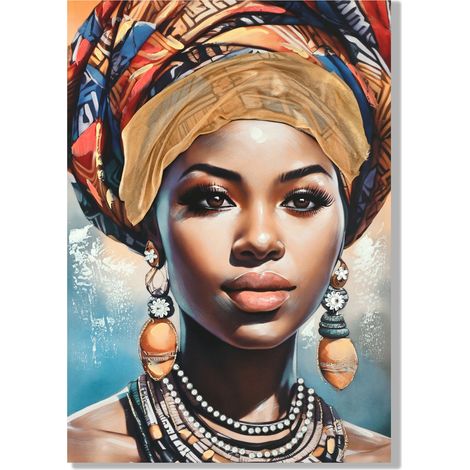 Image ethnique africaine pour décoration murale, art moderne, peinture originale, ornement de style africain, 100 cm (1/2)