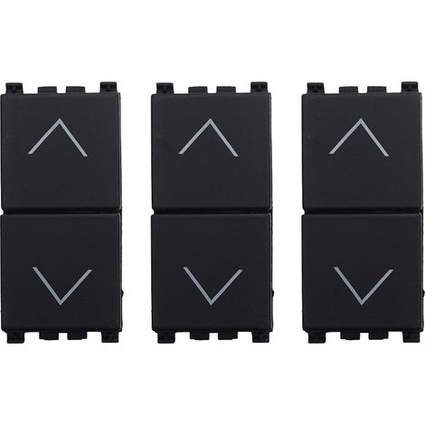 gloca Set 3 Pulsanti Doppi Interblocco Saliscendi Compatibili Arké (Nero) (1/4)