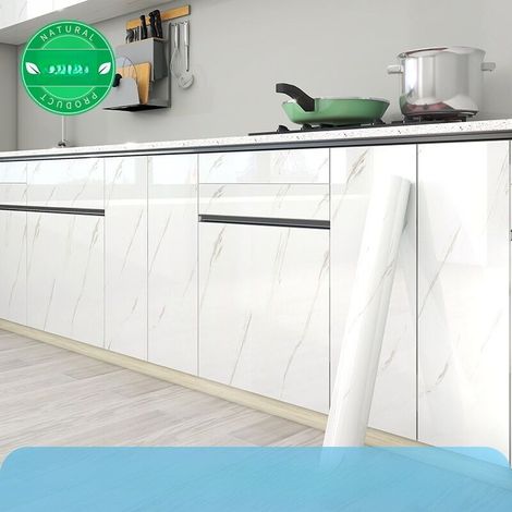 Selbstklebende Marmortapete, Kontaktpapier für Badezimmer- und Küchenarbeitsplatten, wasserfester PVC-Wandaufkleber, weiß (40200cm)