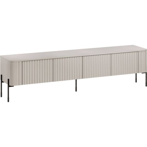 Dmora – Meuble TV surélevé beige 190x40 h50 cm – Buffet de salon avec 4 portes battantes – Design moderne et épuré (1/4)