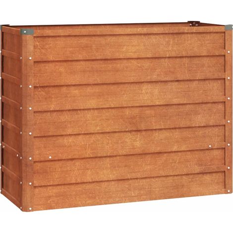 Jardinière bac lit surélevé plantes fleurs terrasse jardin de jardin rouillé 100 x 40 x 77 cm acier corten marron