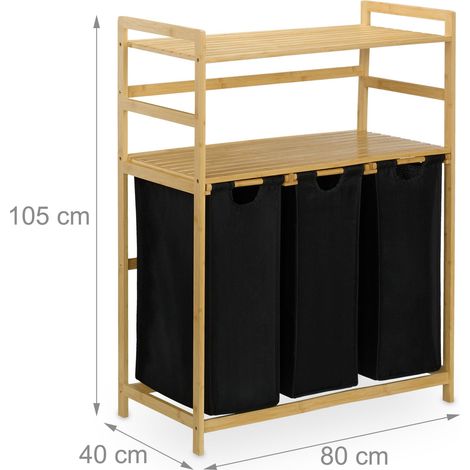 Mobile per biancheria salva-spazio 60 x 30 x 80 cm con cesti scorrevoli funzionale stile moderno in bambù naturale 130016530