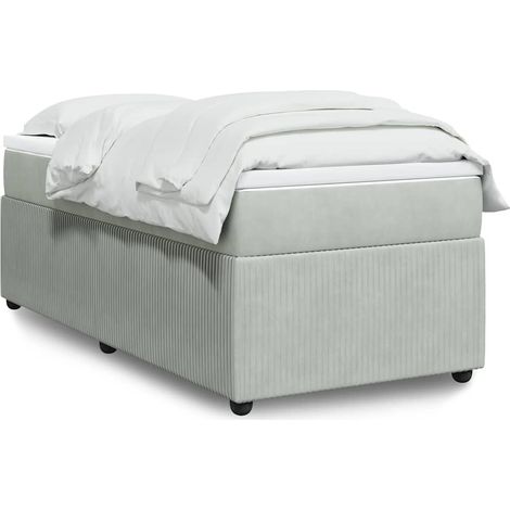 Boxspringbett mit Matratze Hellgrau 90x190 cm Samt (1/5)