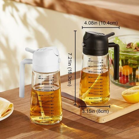 Pulvérisateur Huile - Verre 470 ml - Pour Air Fryer Cuisson Salades Vinaigrettes - 1 Pièce (1/5)