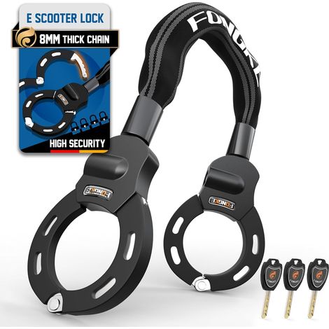Antivol Trotinette Electrique, Cadenas Trotinette Electrique, Cadenas Velo 8mm Ultra Résistant, Portabilité Chaine Velo Antivol, Antivol Menotte pour Scooter, Moto Électrique, Vélos Électrique (1/5)