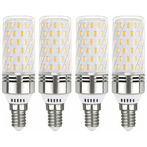 Ampoule LED E14 Blanc Chaud 3000K, Ampoules E14 Mais LED 12W Équivalent 100W Ampoule Incandescente, 360° Lumière Ampoules Culot a Vis Edison E14, Non Dimmable, Lot de 4