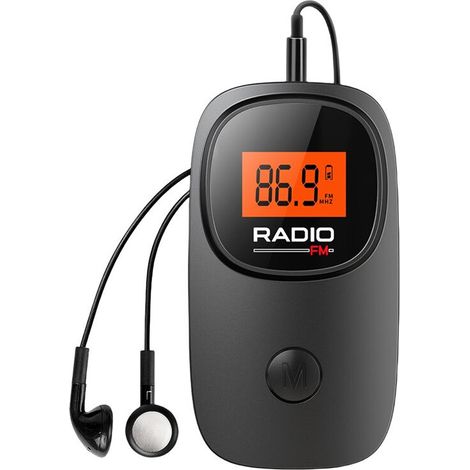 Radio FM tascabile portatile con sintonizzazione digitale e cuffie, a batteria, ideale per casa, attività all'aperto, passeggiate e jogging. (1/2)