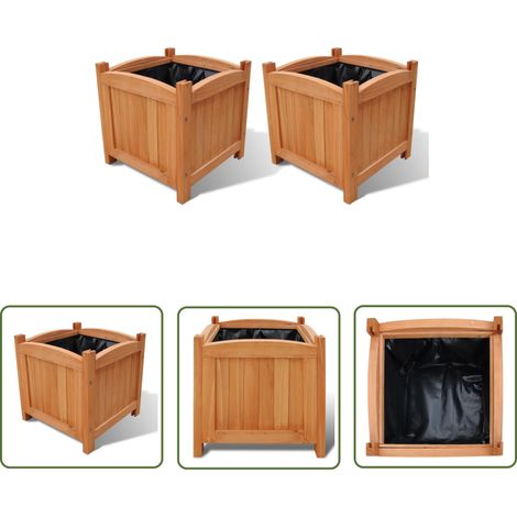The Living Store Ensemble de 2 lits surélevés Bois 30x30x30 cm - Jardiniere Bois - Lit Surélevé - Pots De Fleurs Exterieur - Décoration Jardin - Bacs De Plantation (1/5)