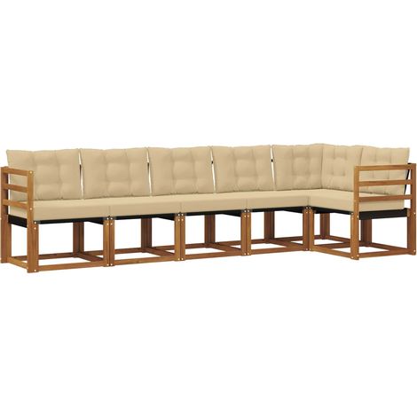 Outdoor Sofa Set with Cushion 6 pcs Natural and Beige vidaXL