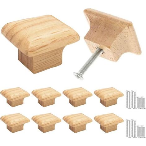 Poignées de meubles en bois, boutons de meubles, boutons de tiroir carrés en bois, boutons de porte de 30 mm pour placards et commodes (1/5)