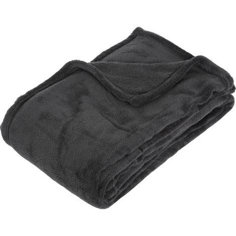 Plaid "Microfibre" 130x180cm Gris Foncé (1/4)